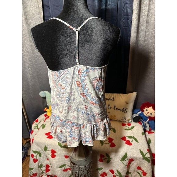 Abercrombie Fitch Red Paisley Peplum Boho Sleeveless - Picture 3 of 8